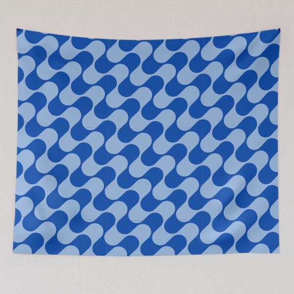 Item preview, Groovy Mod Waves – Abstract Mid-Century Ombre Pattern | Blue designed and sold by Frohyou.