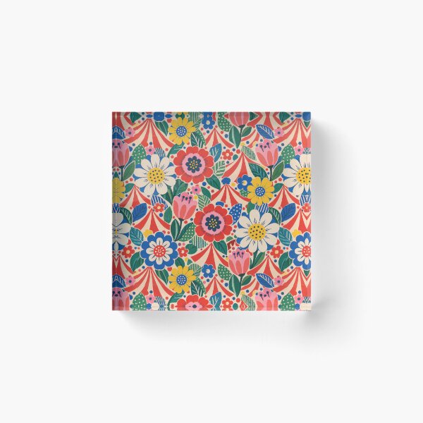 Item preview, Whimsical Circus Floral Repeat Pattern designed and sold by Inkworksbyshery.