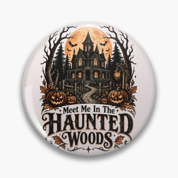 Item preview, Meet Me In The Haunted Woods – Vintage Haunted House Pumpkin Halloween Gothic Design designed and sold by Sanika arts .