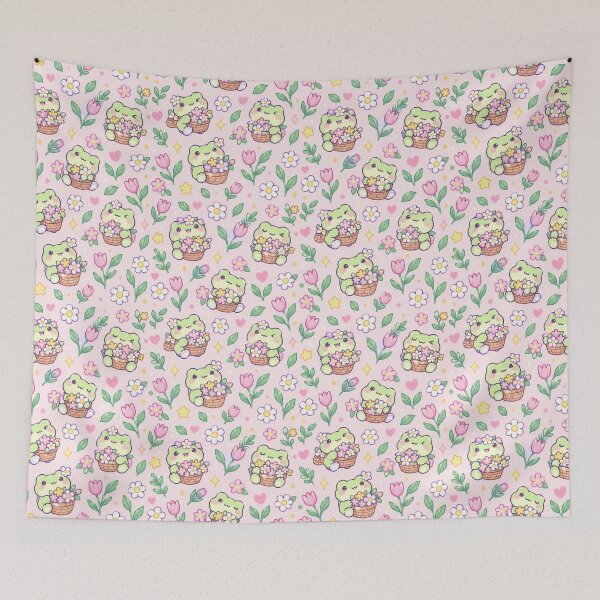 Item preview, Kawaii Frog Flower Basket Pattern designed and sold by Soft Berry Studio.
