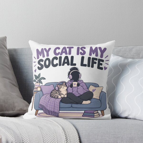 Aperçu de l'œuvre My Cat Is My Social Life – Funny Introvert Cat Lover Design créée et vendue par Print-Mingle01.