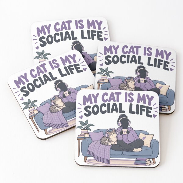 Aperçu de l'œuvre My Cat Is My Social Life – Funny Introvert Cat Lover Design créée et vendue par Print-Mingle01.