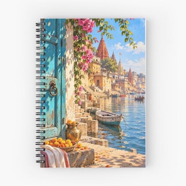 Item preview, Banaras Ghats Painting – Varanasi Ganges River India Art designed and sold by Deepali Pathe.