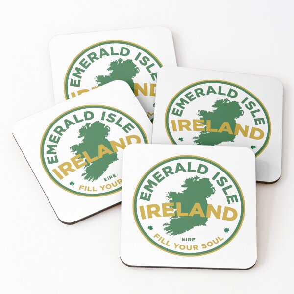 Item preview, Emerald Isle Ireland Map Badge Vintage Irish Travel Stamp Design with Eire & Shamrocks designed and sold by HYPNK.