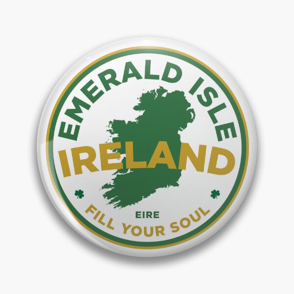 Item preview, Emerald Isle Ireland Map Badge Vintage Irish Travel Stamp Design with Eire & Shamrocks designed and sold by HYPNK.
