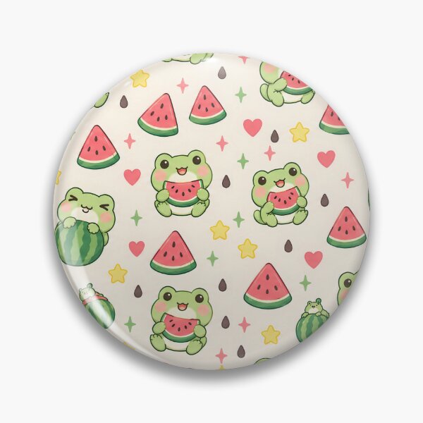 Artikelvorschau, Kawaii Frosch-Wassermelonenmuster entworfen und verkauft von Soft Berry Studio.