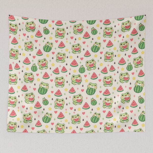 Item preview, Kawaii Frog Watermelon Pattern designed and sold by Soft Berry Studio.