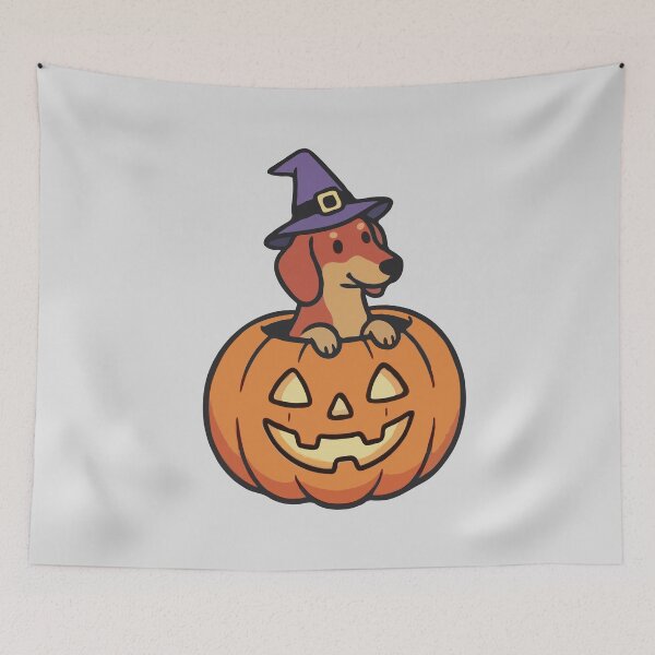 Item preview, Dachshund Pumpkin Witch designed and sold by Gkinoki.