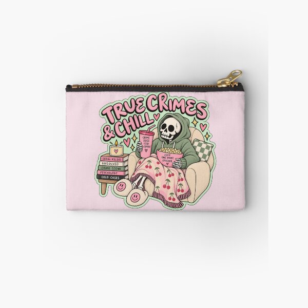 Item preview, True Crimes & Chill – Cozy Skeleton True Crime Lover Illustration designed and sold by SnugbugStudios.