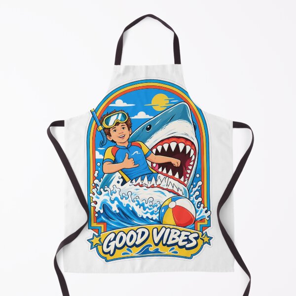 Item preview, Retro Good Vibes Shark & Kid Snorkeling Adventure Sticker designed and sold by PRIME4YOU.