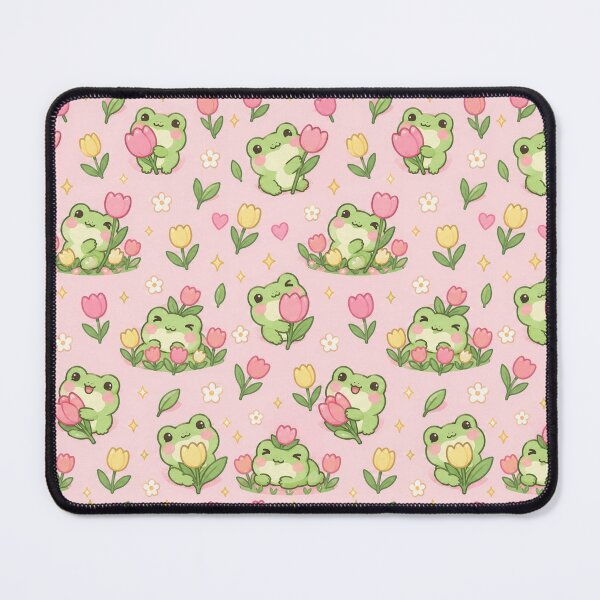 Item preview, Kawaii Frog Tulip Pattern designed and sold by Soft Berry Studio.