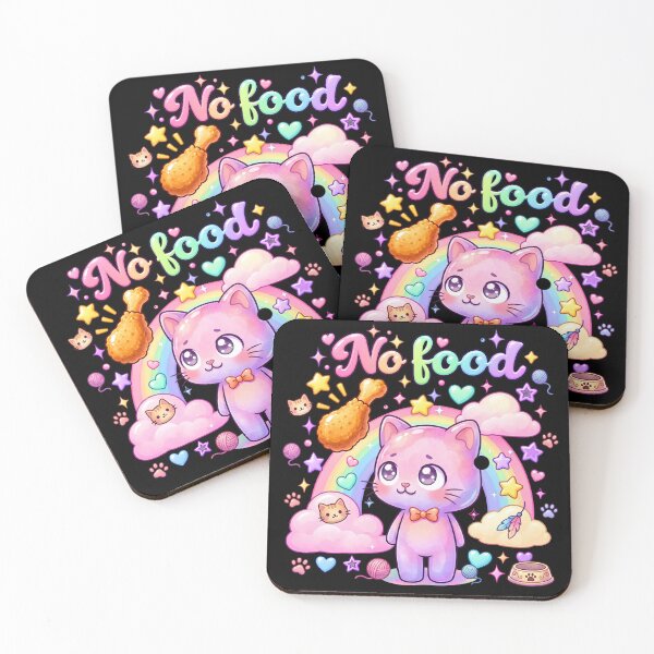 Item preview, No Food - Kawaii Cat Hungry Foodie Meme | No Problem Story Part 1 of 6 designed and sold by Retro Whiskers.