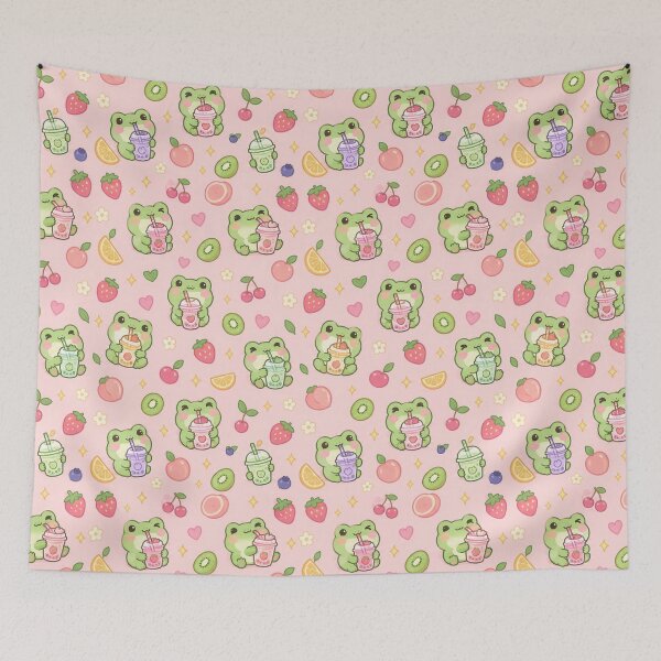 Item preview, Kawaii Frog Smoothie Pattern designed and sold by Soft Berry Studio.