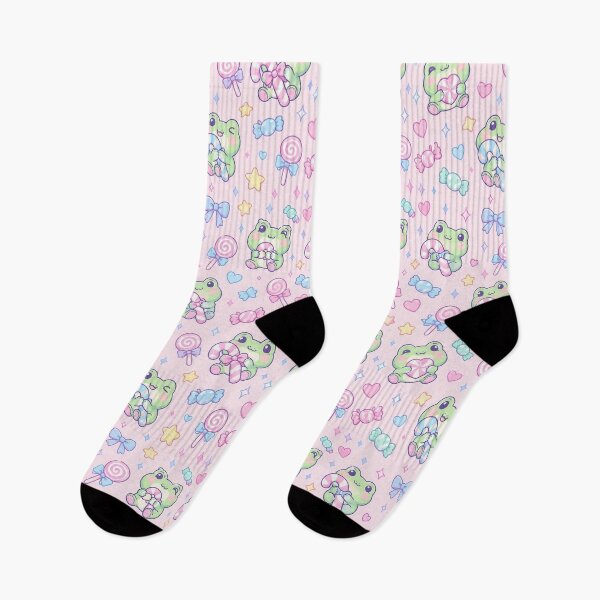 Item preview, Kawaii Frog Candy Cane Pattern designed and sold by Soft Berry Studio.