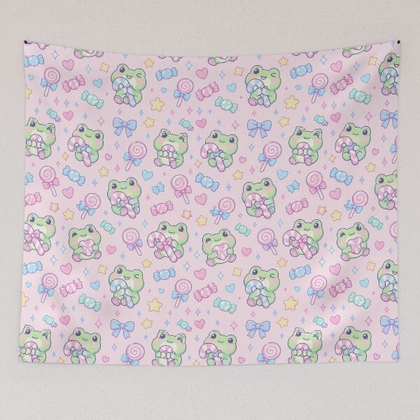 Item preview, Kawaii Frog Candy Cane Pattern designed and sold by Soft Berry Studio.