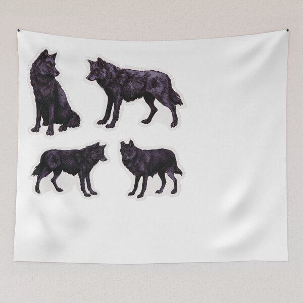 Item preview, Majestic Black Wolves Forest Wildlife Animal Art designed and sold by NicolasGlowArt.