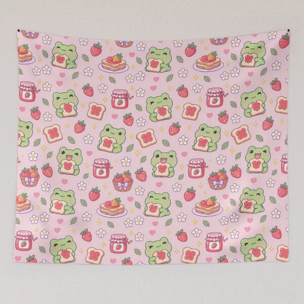 Item preview, Kawaii Frog Jam Toast Pattern designed and sold by Soft Berry Studio.
