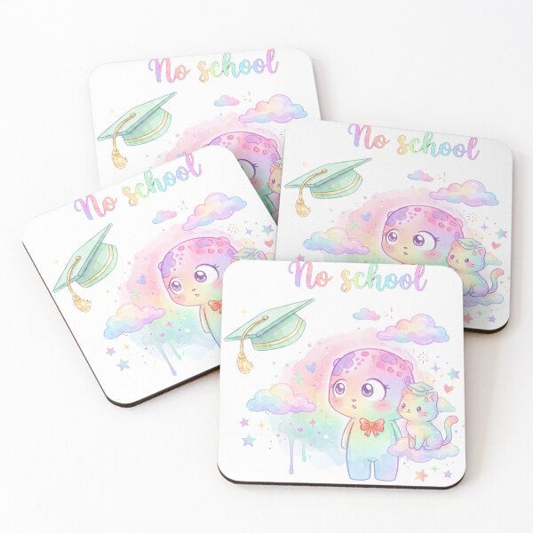Item preview, No School - Kawaii Cat Graduation Cap Meme | No Problem Story Part 3 of 6 designed and sold by Retro Whiskers.