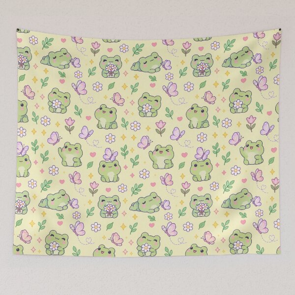 Item preview, Kawaii Frog Butterfly Pattern designed and sold by Soft Berry Studio.