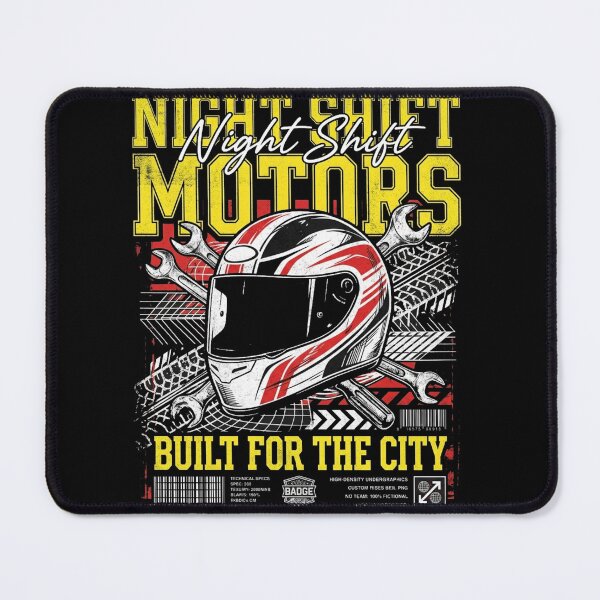 Item preview, Night Shift Motors Built For The City – Motorcycle Helmet Mechanic Street Racing T-Shirt designed and sold by @SHINTOSARTSTORE.