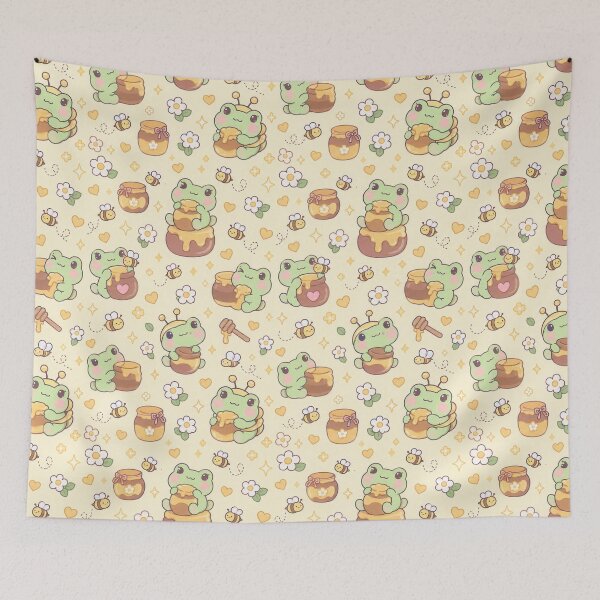 Item preview, Kawaii Frog Honey Pot Pattern designed and sold by Soft Berry Studio.
