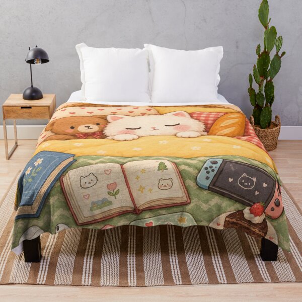 Item preview, Cozy Cottagecore Cat Sleeping In Bed 2 designed and sold by Pure Craft.