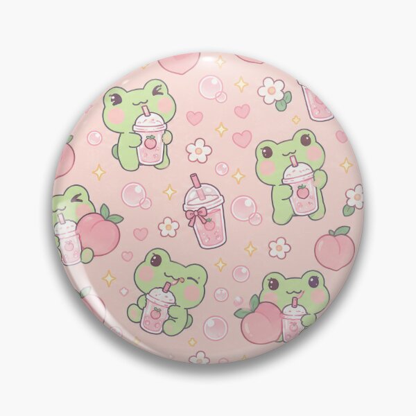 Item preview, Kawaii Frog Peach Soda Pattern designed and sold by Soft Berry Studio.