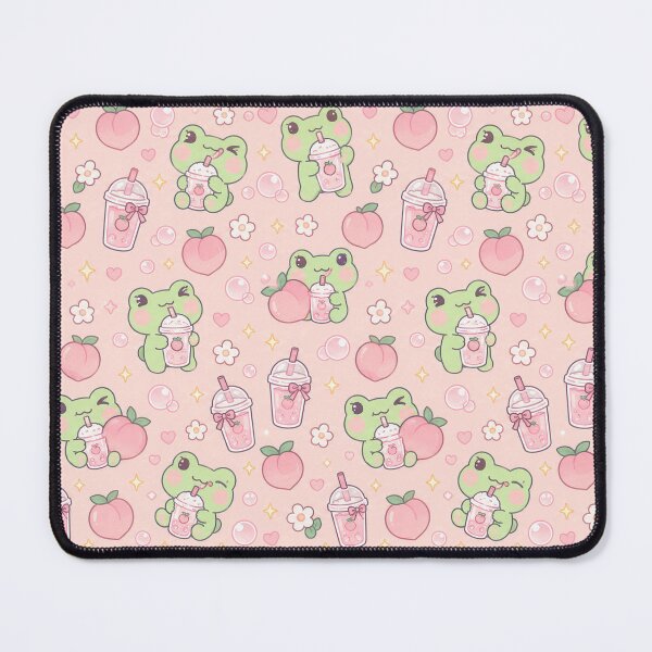 Item preview, Kawaii Frog Peach Soda Pattern designed and sold by Soft Berry Studio.