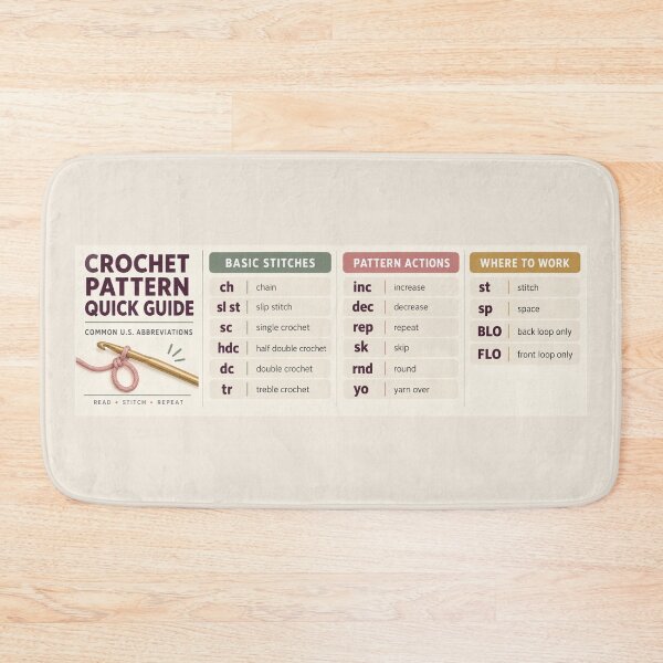 Item preview, Crochet Pattern Quick Guide Desk Mat – Common US Crochet Abbreviations designed and sold by astersgraphics.