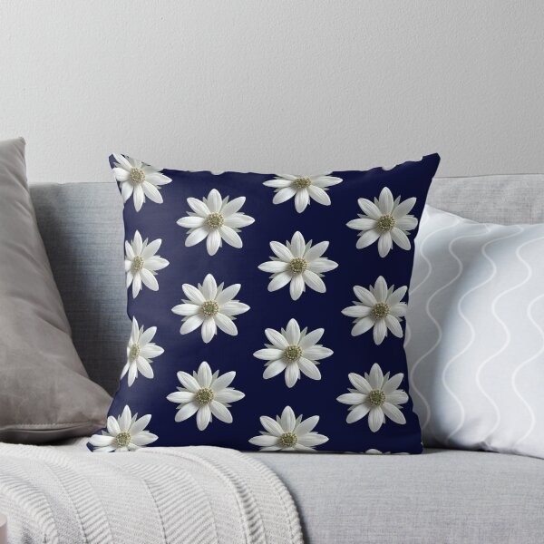 Item preview, Elegant White Daisy Botanical Wildflower Pattern on Deep Navy Blue designed and sold by ​Jyoti Digital Artist.