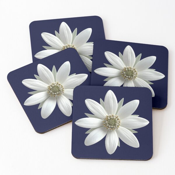 Item preview, Elegant White Daisy Botanical Wildflower Pattern on Deep Navy Blue designed and sold by ​Jyoti Digital Artist.