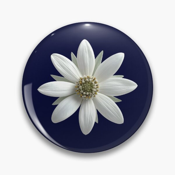Item preview, Elegant White Daisy Botanical Wildflower Pattern on Deep Navy Blue designed and sold by ​Jyoti Digital Artist.