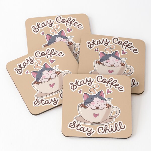 Item preview, Kawaii cat sticker coffee designed and sold by ArtsMoka.