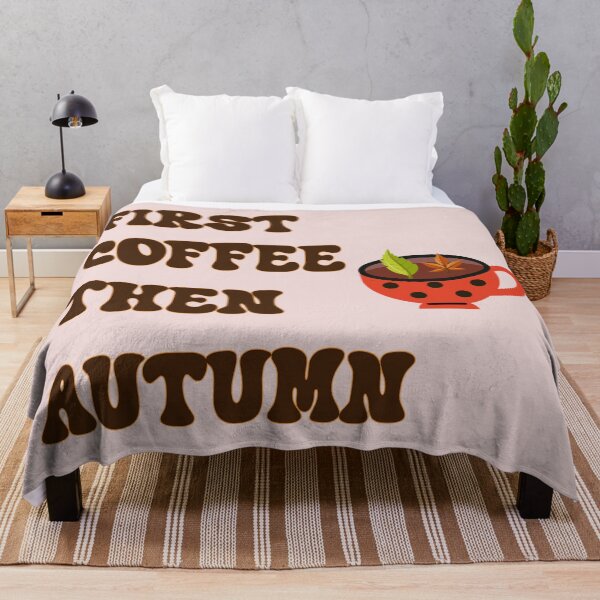 Item preview, First Coffee Then Autumn Retro Fall Season Coffee Lover Design designed and sold by NAMASTHE WORLD.