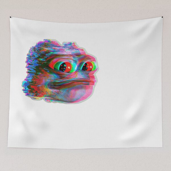 Item preview, Glitch Art Distorted Frog Face Meme Aesthetic designed and sold by NicolasGlowArt.