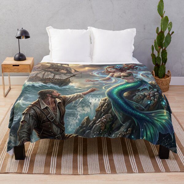 Item preview, Mermaid Luring a Sailor on Rocky Shores designed and sold by Lucid Dream Pixel.