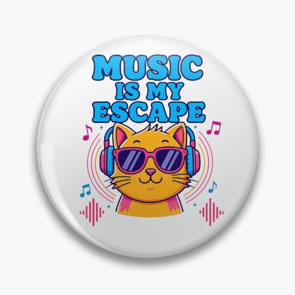 Item preview, Music Is My Escape Cute Cartoon Cat designed and sold by Nela-&-Lena.