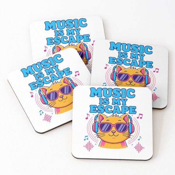 Item preview, Music Is My Escape Cute Cartoon Cat designed and sold by Nela-&-Lena.