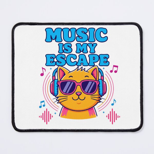 Item preview, Music Is My Escape Cute Cartoon Cat designed and sold by Nela-&-Lena.