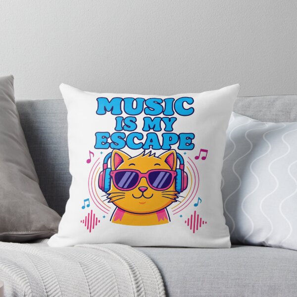 Item preview, Music Is My Escape Cute Cartoon Cat designed and sold by Nela-&-Lena.