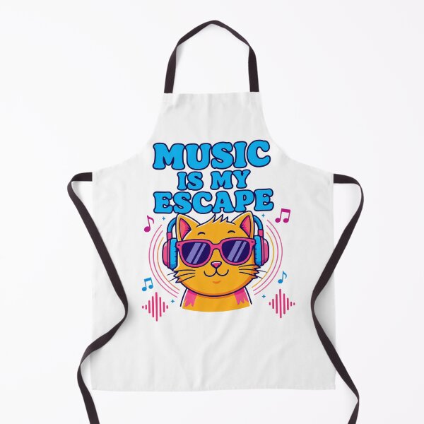Item preview, Music Is My Escape Cute Cartoon Cat designed and sold by Nela-&-Lena.