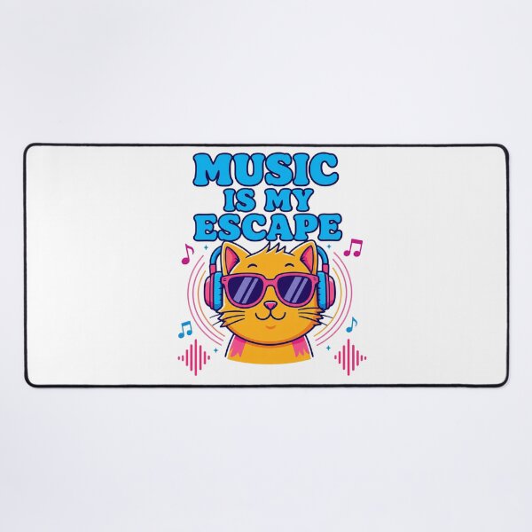 Item preview, Music Is My Escape Cute Cartoon Cat designed and sold by Nela-&-Lena.