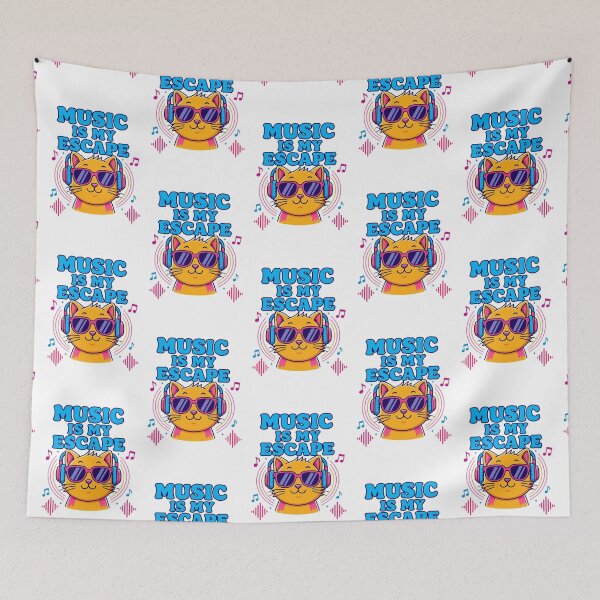 Item preview, Music Is My Escape Cute Cartoon Cat designed and sold by Nela-&-Lena.