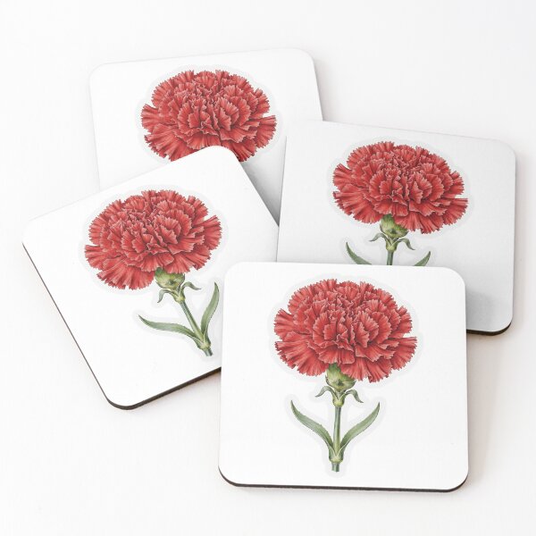 Item preview, Single Red Carnation Illustration | Romantic Floral Sticker designed and sold by FineLineBotanical .