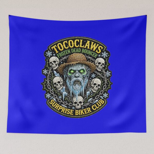 Item preview, Frozen Dead Bouncer Zombie Straw Hat | Surprise Biker Club Patch Graphic designed and sold by TOCOCLAWS.