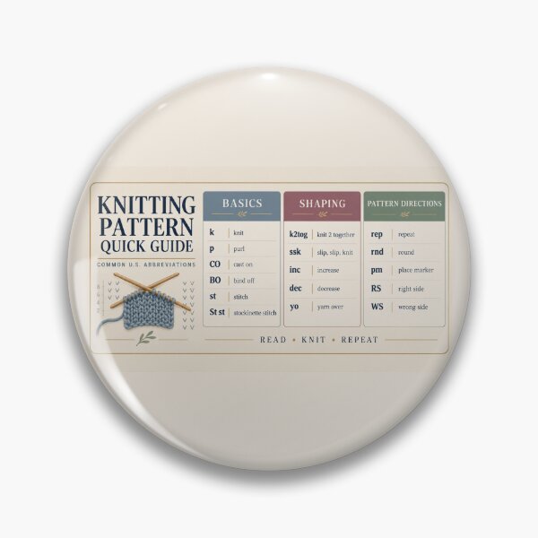 Item preview, Knitting Pattern Quick Guide Desk Mat – Common US Knitting Abbreviations designed and sold by astersgraphics.