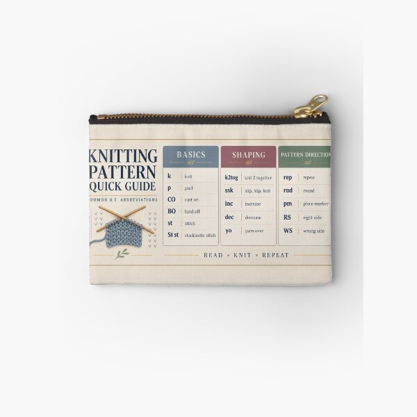 Item preview, Knitting Pattern Quick Guide Desk Mat – Common US Knitting Abbreviations designed and sold by astersgraphics.