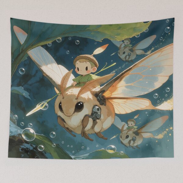 Item preview, Tiny Sprite Riding Moth in Forest Light (V2) designed and sold by SabaMirzique.