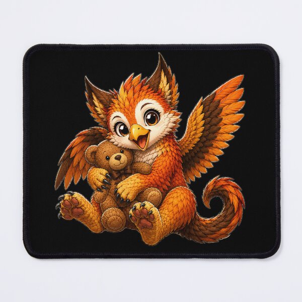 Item preview, Cute Baby Griffin with Teddy Bear Whimsical Fantasy Art designed and sold by Hatchling Hollow.