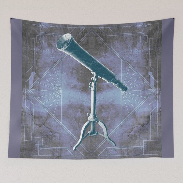 Item preview, Antique Brass Telescope on Folding Tripod Stand Faded Blue designed and sold by Ghoul Enterprises.